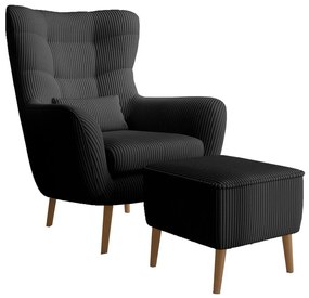 Fotoliu cu suport picioare Veneza VZ2  (negru + fag). 1099393