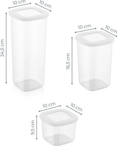 Set caserole depozitare (24 buc) BNMPOLYWS24-51217 plastic 10 x 10 x 9,5 cm Alb P14A
