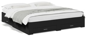 3280357 vidaXL Cadru de pat cu sertare negru 200x200 cm lemn prelucrat