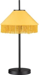 Veioza cu abajur din catifea si franjuri galben mustar VELVY