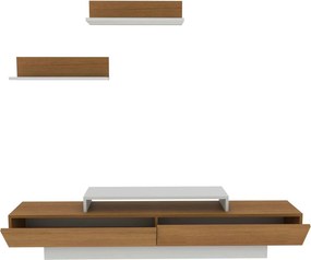 Mobilier living LUSI, stejar miere/alb, PAL melaminat, 3 piese