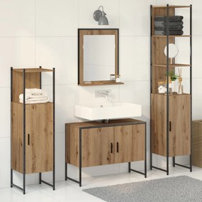 vidaXL Set Mobilă Baie 4 Piese Stejar Lucrat Manual Lemn Prelucrat