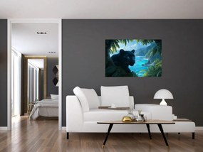 Tablou - Pantera neagră în junglă (90x60 cm)