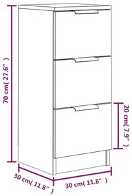 Servante, 2 buc., alb, 30x30x70 cm, lemn prelucrat 2, Alb