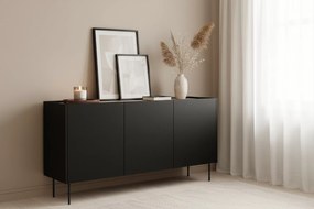 Comodă cu picioare metalice Desin 170 cm - negru mat / stejar nagano