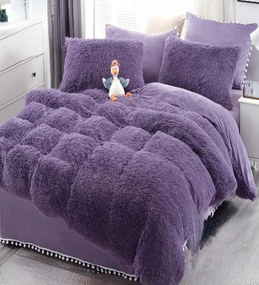 Lenjerie de pat 2 persoane, super pufoasa, Cocolino, mov, 6 piese, LLJ-12