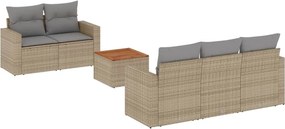 vidaXL Set canapele de grădină cu perne, 6 piese, bej, poliratan
