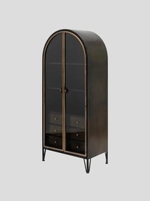 Vitrina din metal si sticla, cu 2 usi, aspect vintage, Walton
