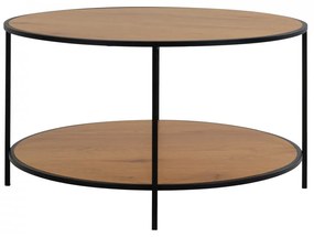 Masa de cafea rotunda din lemn cu picioare negre 80cm Vita