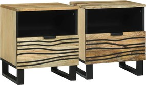 vidaXL Dulap de noapte 2 pcs Maro 40 x 33 x 46 cm Lemn masiv de acacia