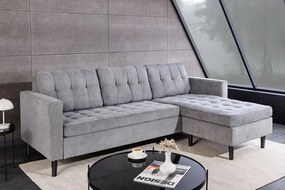 Coltar modern, Catifea raiata, Gri, STOCKHOLM 220cm