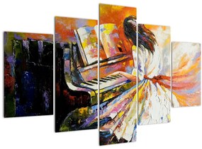 Tablou - Femeia cântând la pian (150x105 cm)