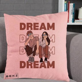 Perna Decorativa Dream Couple Aesthetic, 40x40 cm, Roz, Husa Detasabila, Perna Inclusa, BEKZ®
