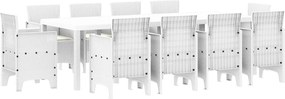 vidaXL Set de masă pentru grădină 11 pcs Alb Polipropilenă
