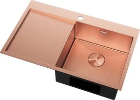 Mexen Exar chiuvetă de oțel inoxidabil cu 1 compartiment și scurgător, dreaptă 780 x 480 mm, cupru HC - 6434781010P-65HC