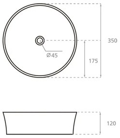 Bathco 4086 - Lavoar VOLTA pe blat Ø 35 cm, porțelan/alb