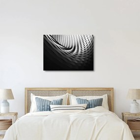 Tablou pe sticlă abstract - spirală alb neagră (70x50 cm)