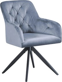 Scaun rotativ MAX, albastru deschis/negru, stofa catifelata/metal, 61x