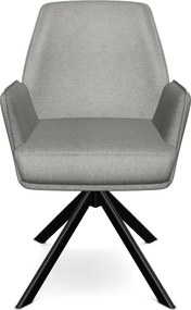 Scaun rotativ HUGO, bej/negru, stofa clasica/metal, 58x46x90 cm