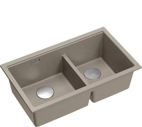 Chiuveta compozit sub blat Quadron Logan 120 bej soft taupe - inox 76x45 cm