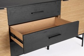 Comoda living finisaj natural/neagra din lemn de Frasin si MDF, 164x40x75 cm, Allycia Bizzotto