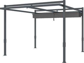 Outsunny Pergolă pavilion aprox. 3,5 x 3 m Aluminiu stabil, rezistent la iarnă, protecție solară cu acoperiș glisant reglabil, gri | Aosom Romania