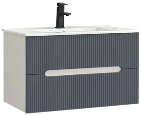 Trent 80 dulap de baie inferior cu chiuvetă ceramică (2 sertare) alb-gri antracit