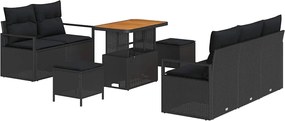 vidaXL Set de canapele pentru grădină cu pernă cu pernă 8 pcs Negru