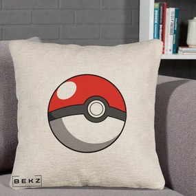 Perna Personalizata Pokeball Rosie, 40x40 cm, Bej Canapea, Husa Detasabila, Perna Inclusa, BEKZ®