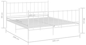 Cadru de pat, alb, 180x200 cm, metal Alb, 180 x 200 cm