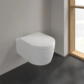 Set vas wc suspendat, Villeroy &amp; Boch, Avento, direct flush, cu capac soft close, alb alpin