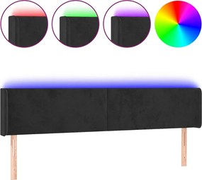 vidaXL Tăblie de pat cu LED, negru, 183x16x78/88 cm, catifea