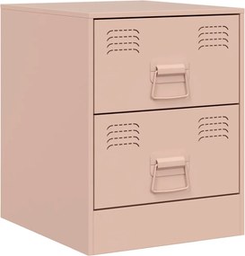 vidaXL Noptieră, roz, 34,5x39x44 cm, oțel