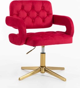 HR8403CROSS Scaun Catifea Roşu Bază Aurie