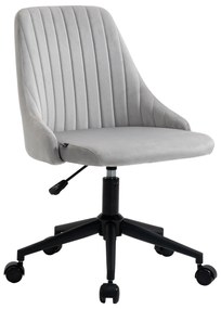 Vinsetto scaun de birou,scaun reglabil cu roti pivotante la 360°,reglabil, catifea, 50x58x77-85cm, gri | AOSOM RO