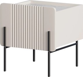 Noptieră Malmi 45 cm cu sertar - cașmir / alb crem / picioare negre