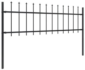 Gard de gradina cu varf sulita, negru, 11,9 x 0,6 m, otel 1, 0.6 m, 11.9 m