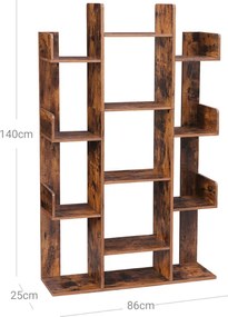 Vasagle Raft/etajeră pentru cărți ODIN în stil industrial, 86x25x140 cm, maro