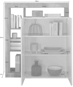 Comodă LENOR, alb/gri, finisaj beton