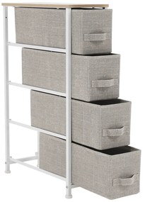 Comodă cu sertare din material textil OFELIA, albă