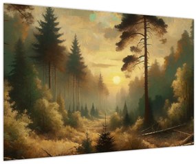 Tablou - Soare strălucind prin pădure (90x60 cm)