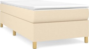 vidaXL Pat box spring cu saltea, crem, 90x190 cm, textil
