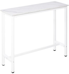 HOMCOM Masă de Bar Masă Înaltă cu Blat din Melamină Efect de Marmură și Picioare din Oțel Stil Modern pentru Bucătărie Cafenea Sufragerie 120x40x100 cm Alb | Aosom Romania