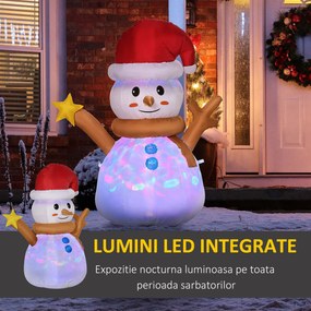 Outsunny Om de zapada gonflabil 120 cm cu lumina LED colorata, decor de Craciun de exterior