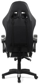 Scaun gaming din piele ecologică cu suport pentru picioare OFF 299 alb cu negru