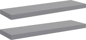 vidaXL Rafturi de perete suspendate, 2 buc., gri, 80x23,5x3,8 cm, MDF