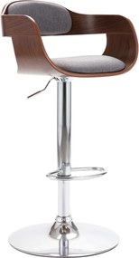 vidaXL Scaun de bar, placaj și material textil gri