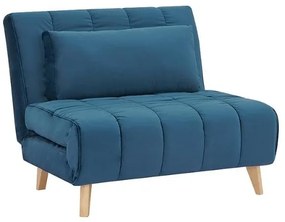 Recliner Billy Velvet, albastru / lemn natural