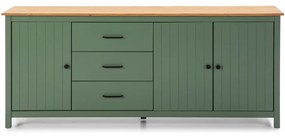 Comodă verde/în culoare naturală joasă din lemn masiv de pin 190x80 cm Miranda – Marckeric