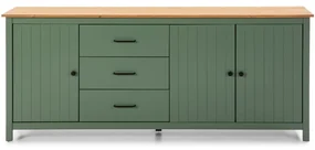 Comodă verde/în culoare naturală joasă din lemn masiv de pin 190x80 cm Miranda – Marckeric